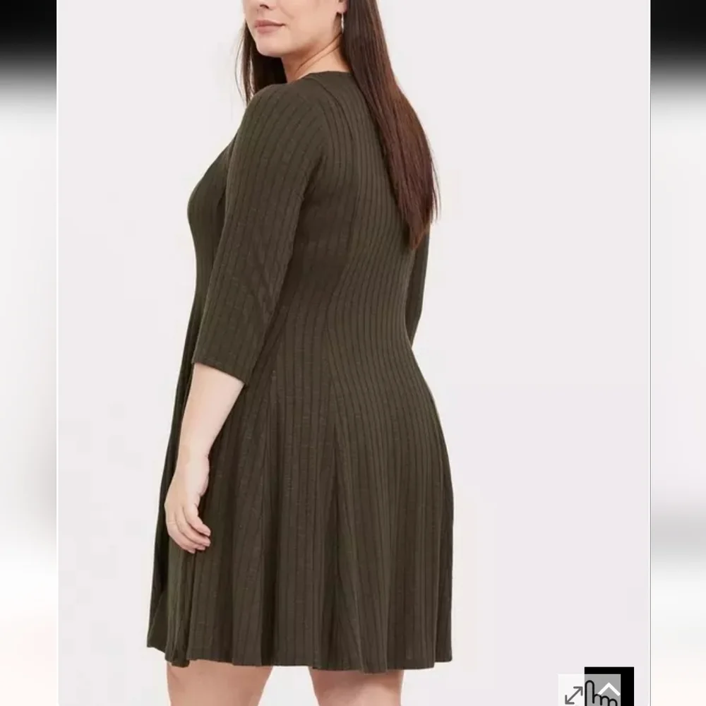 Torrid Size 2X Mini Hacci Skater Dress. Olive Green. Good preowned condition. - Picture 3 of 11